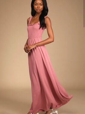 Lulu's Dancing into Love Mauve Ribbed Knit  Maxi Dress